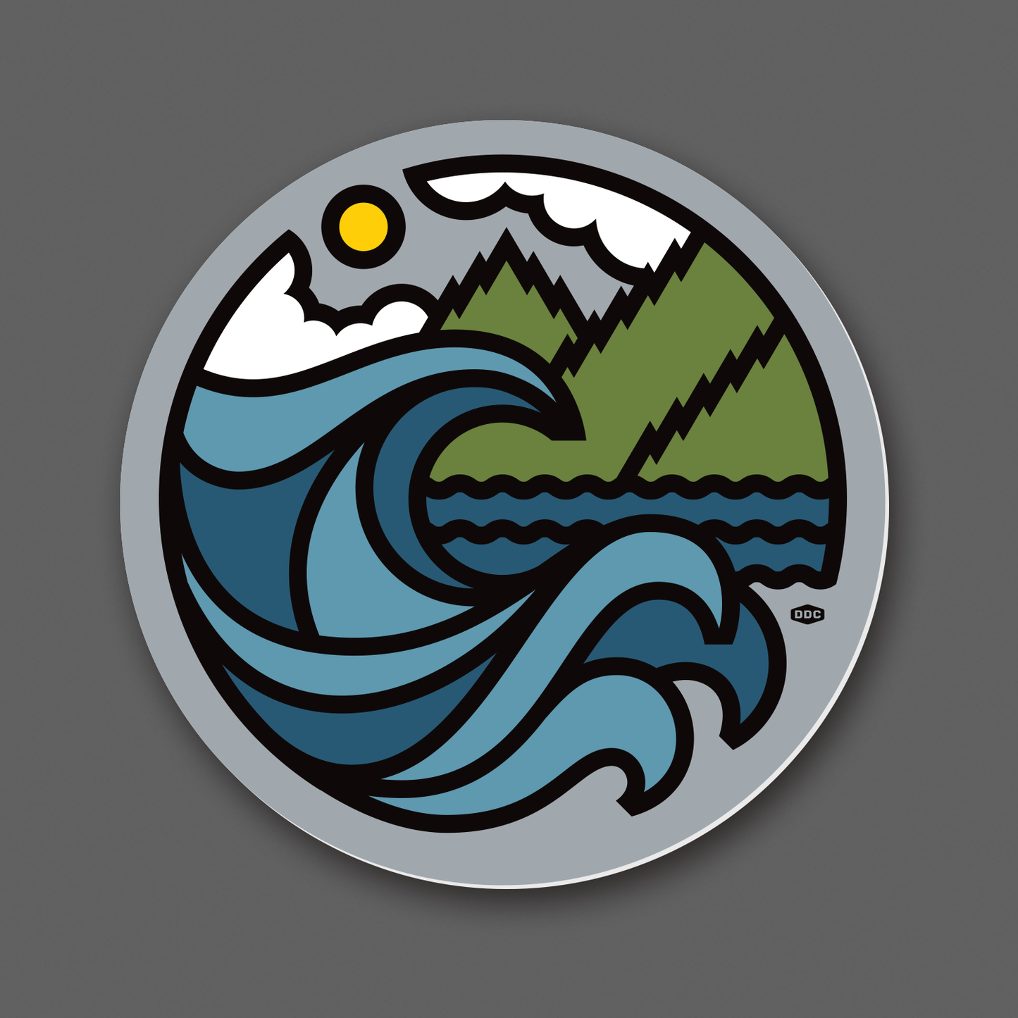 DDC-296 Wavescape Gray Day vinyl decal by Draplin Design Co.