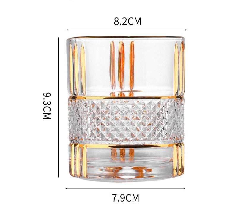 European Style Gold Painted Cut Crystal Glass
