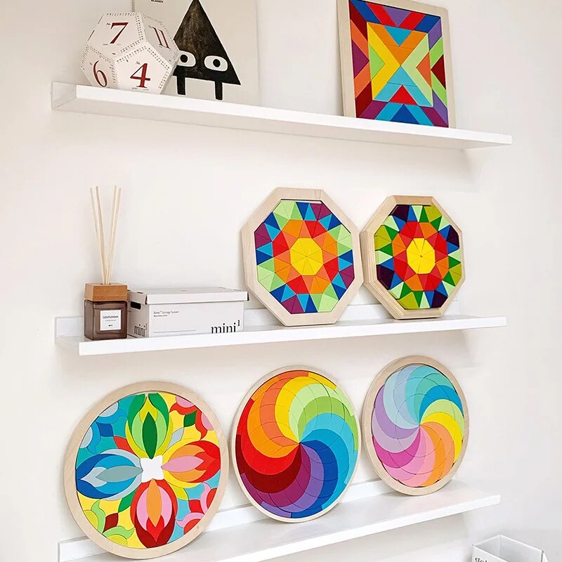 Wooden Rainbow Mandala Puzzle