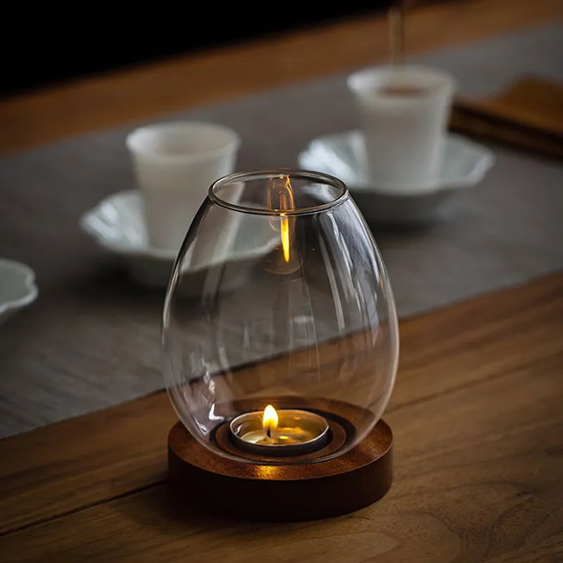 Elegant Wood & Glass Votive