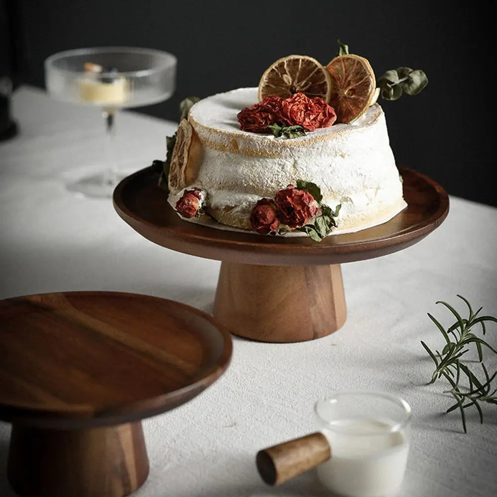 Modern Acacia Wood Cake Stand