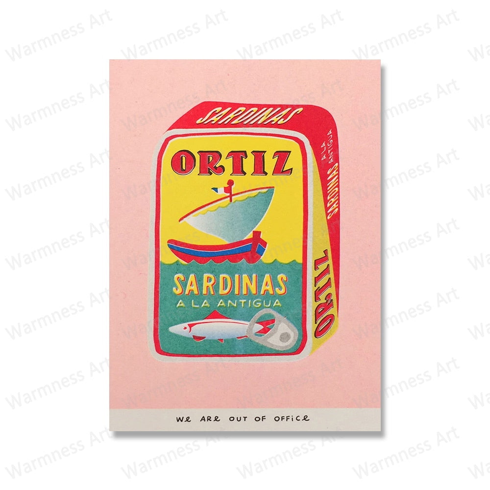 Vibrant, vintage style Japanese food posters