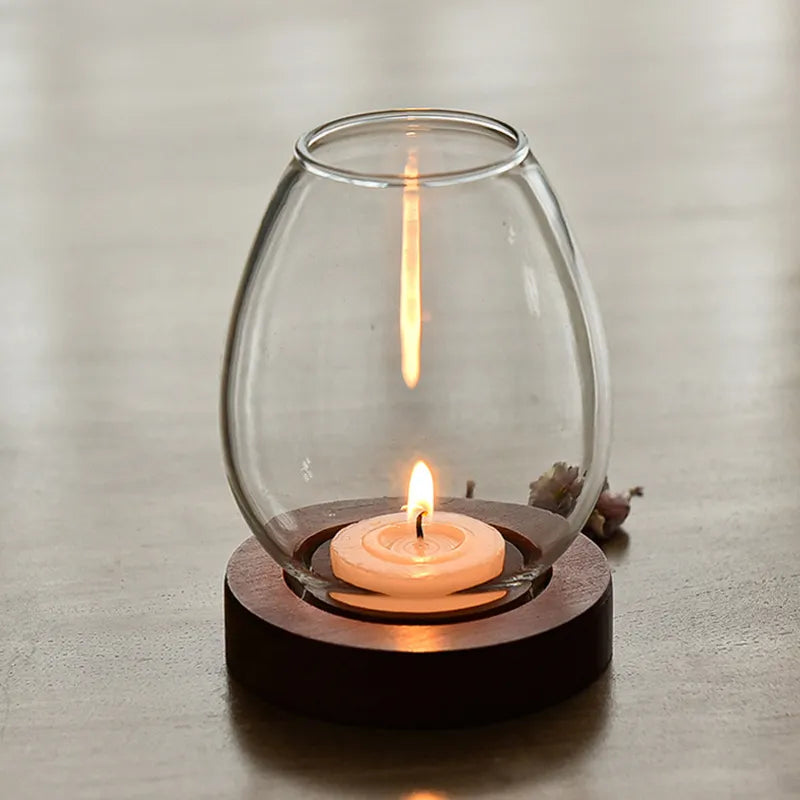 Elegant Wood & Glass Votive