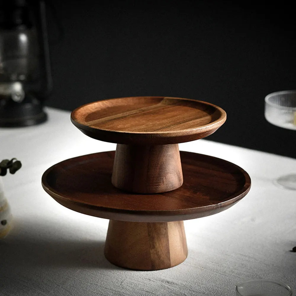 Modern Acacia Wood Cake Stand