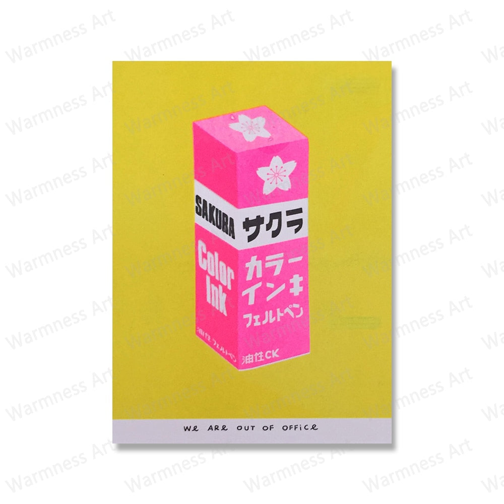 Vibrant, vintage style Japanese food posters