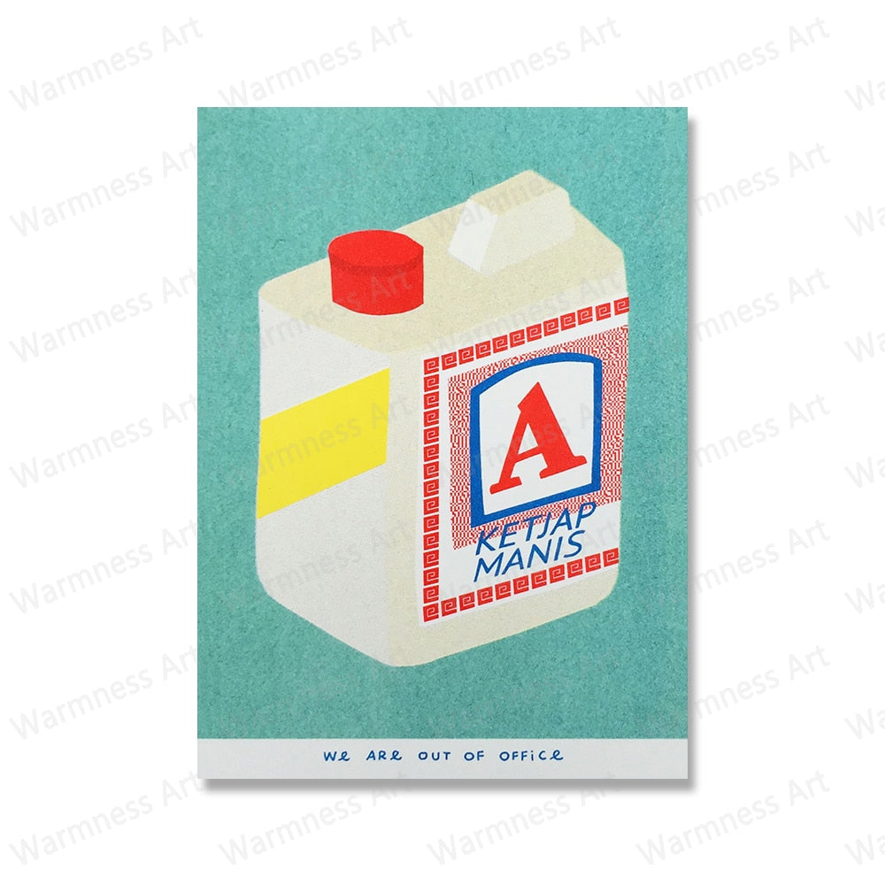 Vibrant, vintage style Japanese food posters