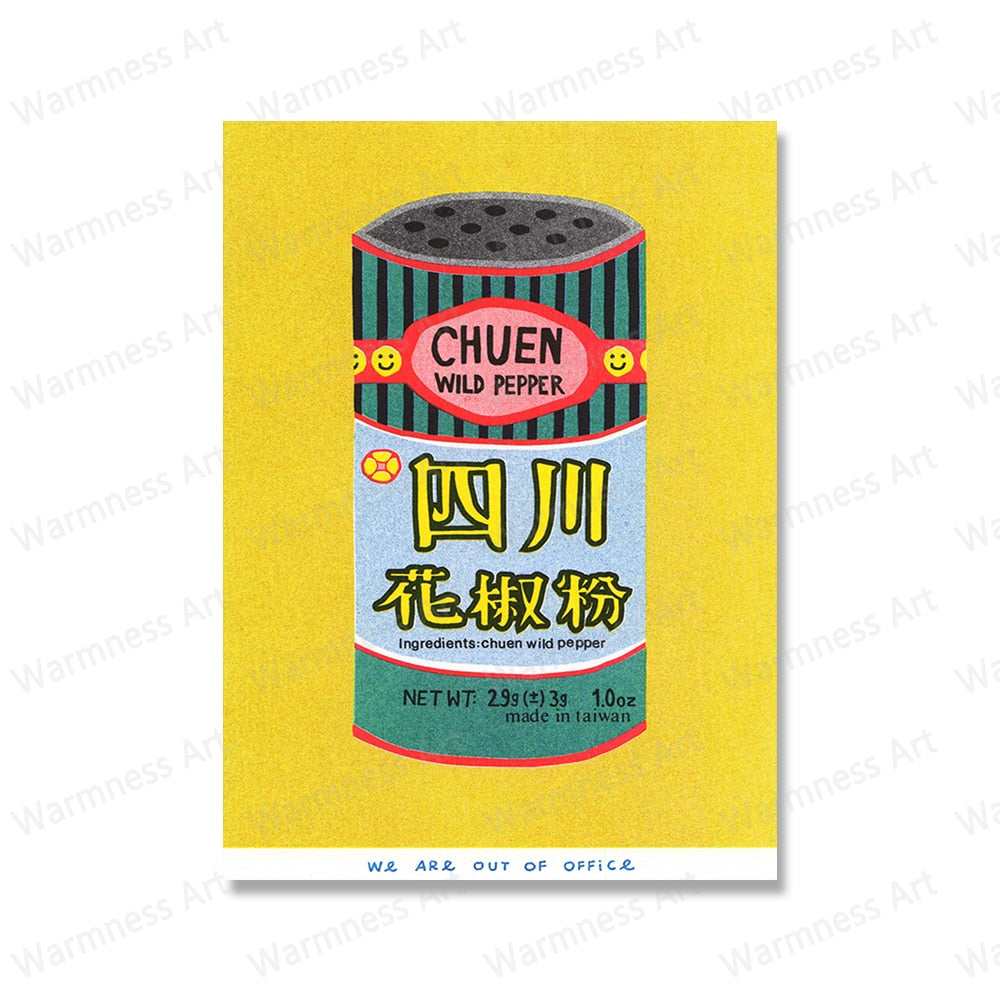 Vibrant, vintage style Japanese food posters