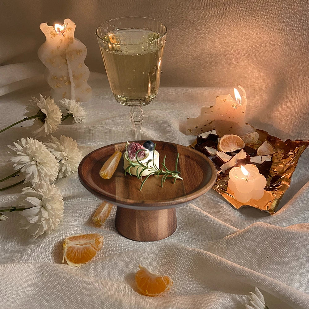 Modern Acacia Wood Cake Stand