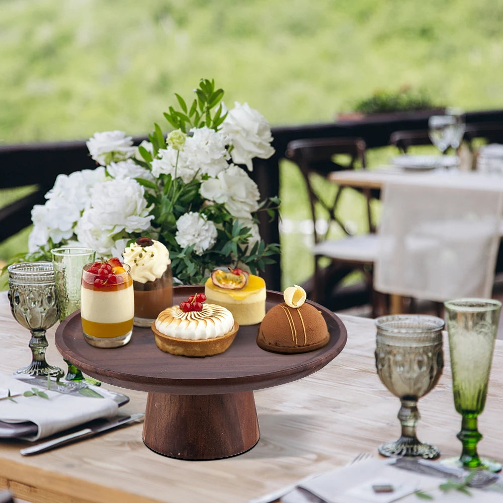 Modern Acacia Wood Cake Stand
