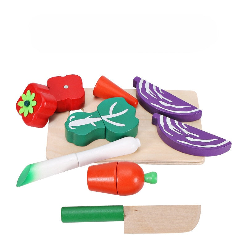 Magnetic Wooden Fruits and Vegetables for Children's Playtime