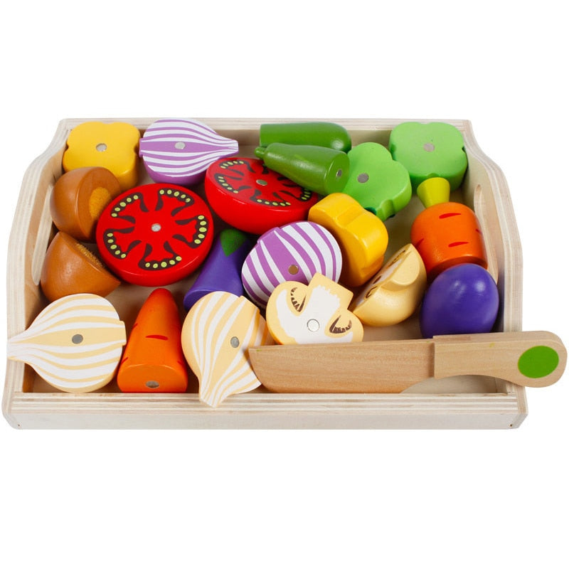 Magnetic Wooden Fruits and Vegetables for Children's Playtime