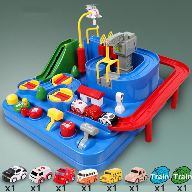 Pista de aventuras colorida para autos y camiones