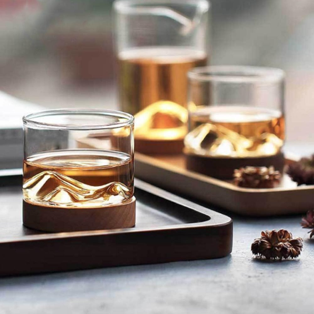 Glass and Wood Mountain Tumbler
