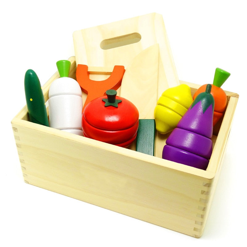Magnetic Wooden Fruits and Vegetables for Children's Playtime