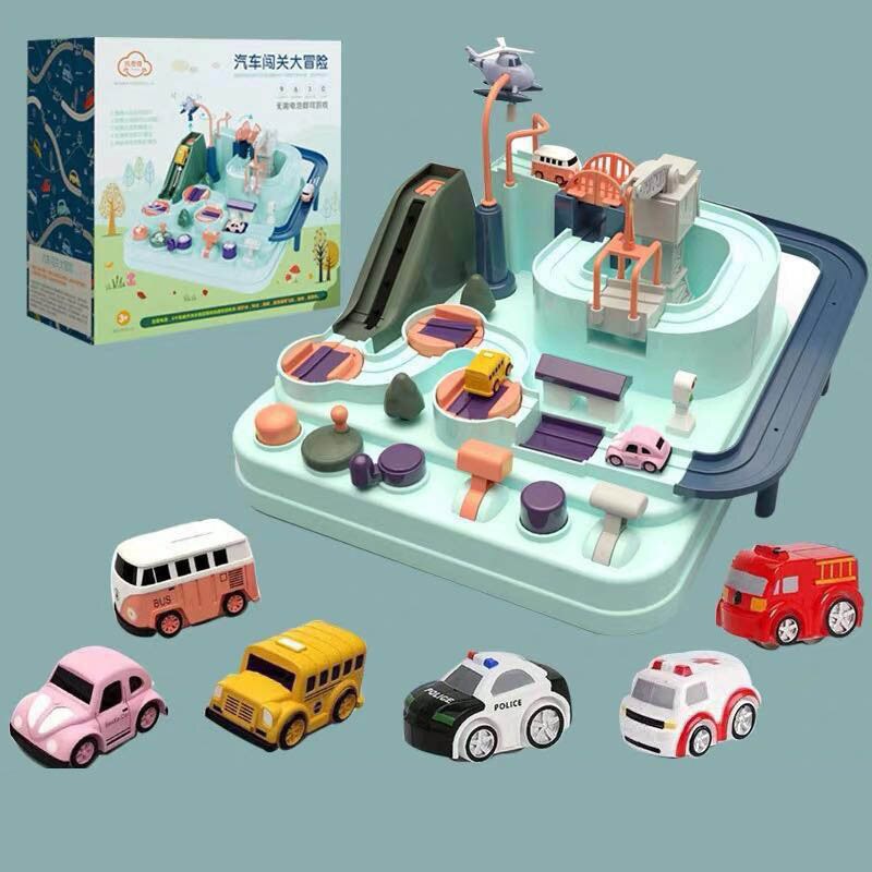 Pista de aventuras colorida para autos y camiones