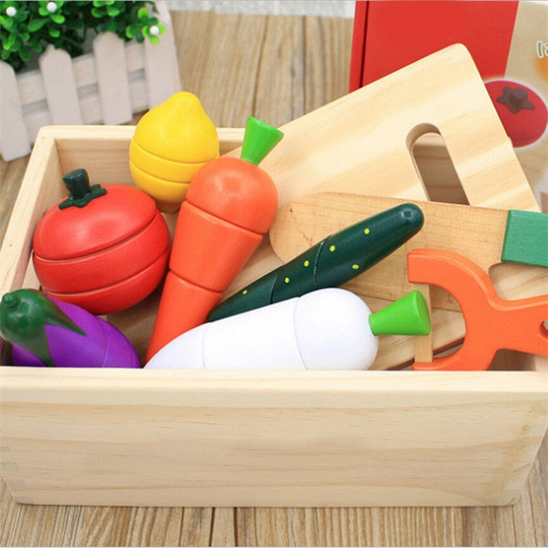 Magnetic Wooden Fruits and Vegetables for Children's Playtime