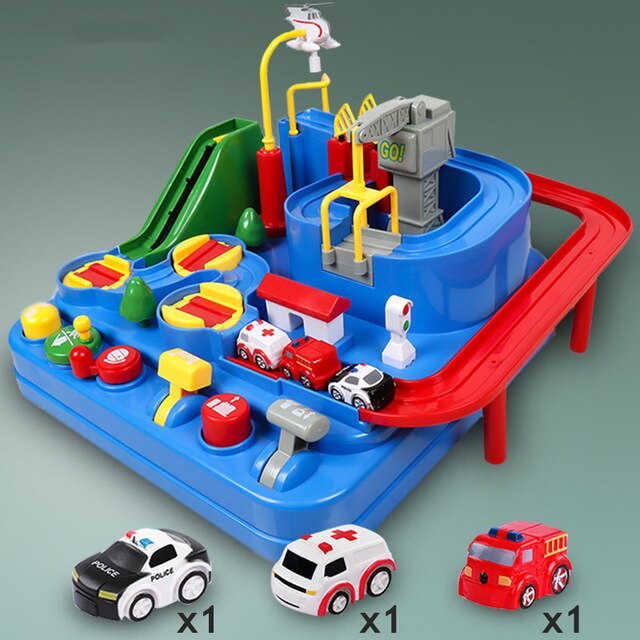 Pista de aventuras colorida para autos y camiones