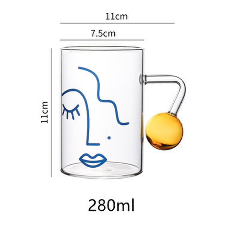 Tazas de vidrio posmodernas con asas de bola