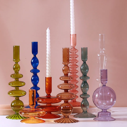 Colorful Glass Candlestick Holder