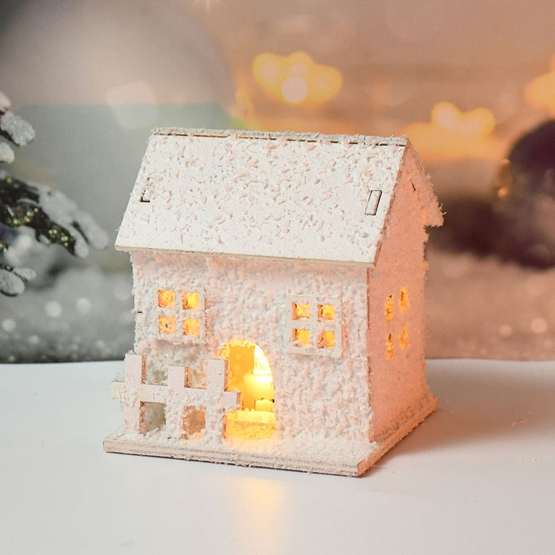 Cabañas de nieve iluminadas
