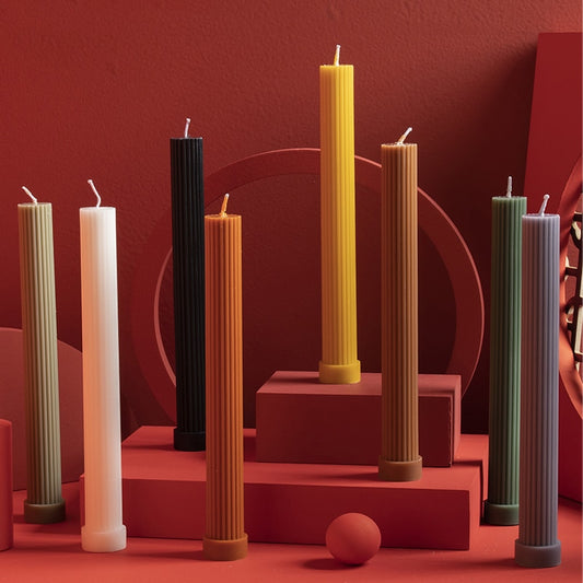 Jewel Toned Ribbed Candles