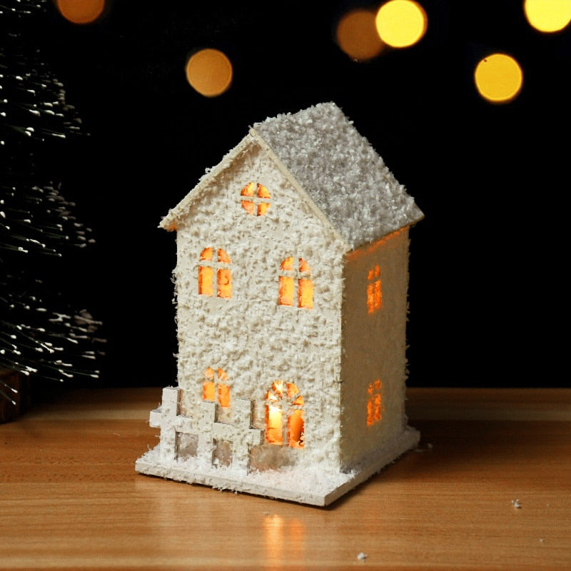 Cabañas de nieve iluminadas