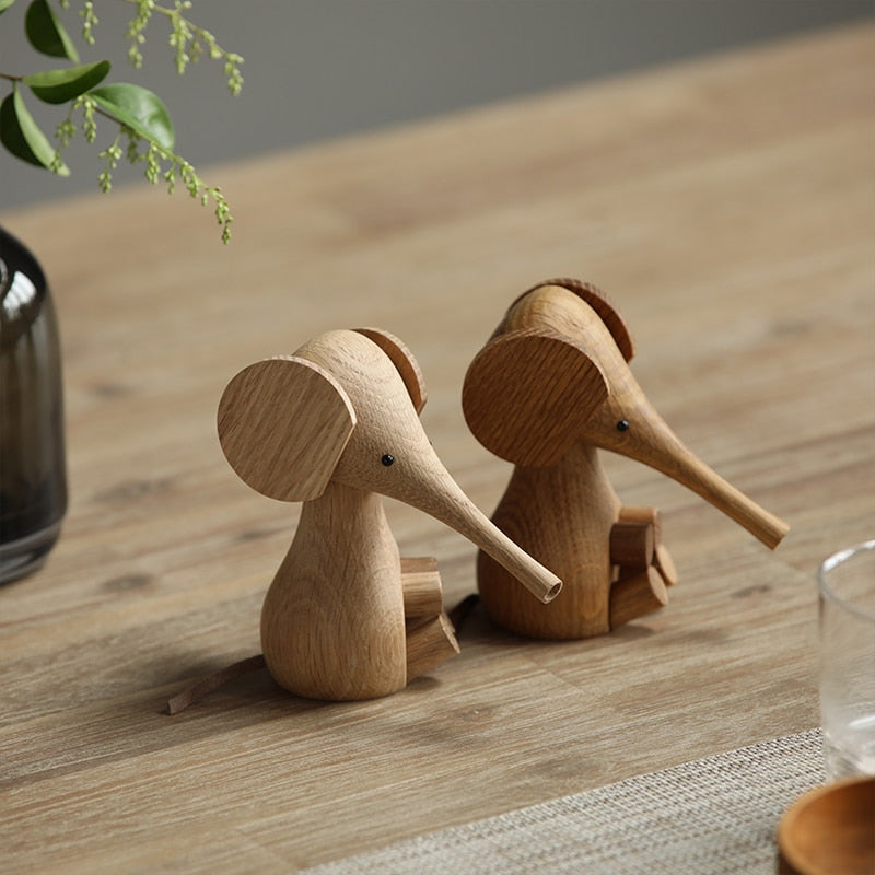 Solid Wooden Elephant Figure