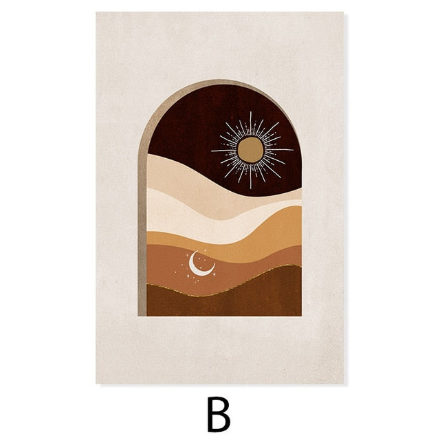 Vintage Bohemian Mountain Scene Prints