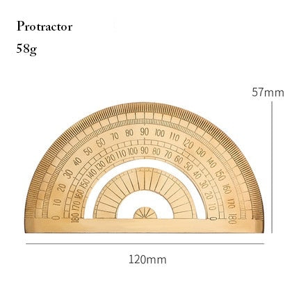 Vintage Brass Ruler, Triangle, Protractor