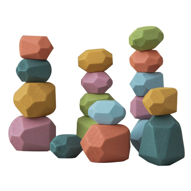 Stacking Wooden Stone Blocks