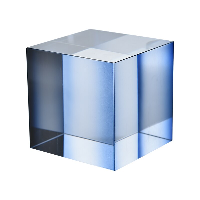 Blue Glass Cube Paperweight