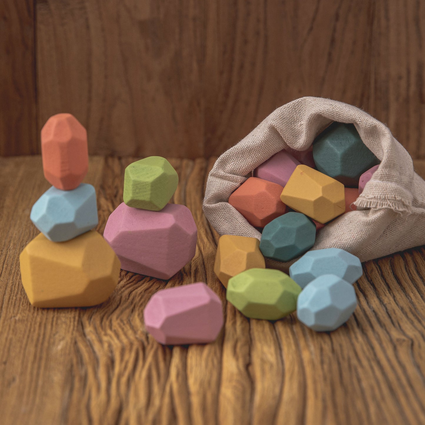 Stacking Wooden Stone Blocks