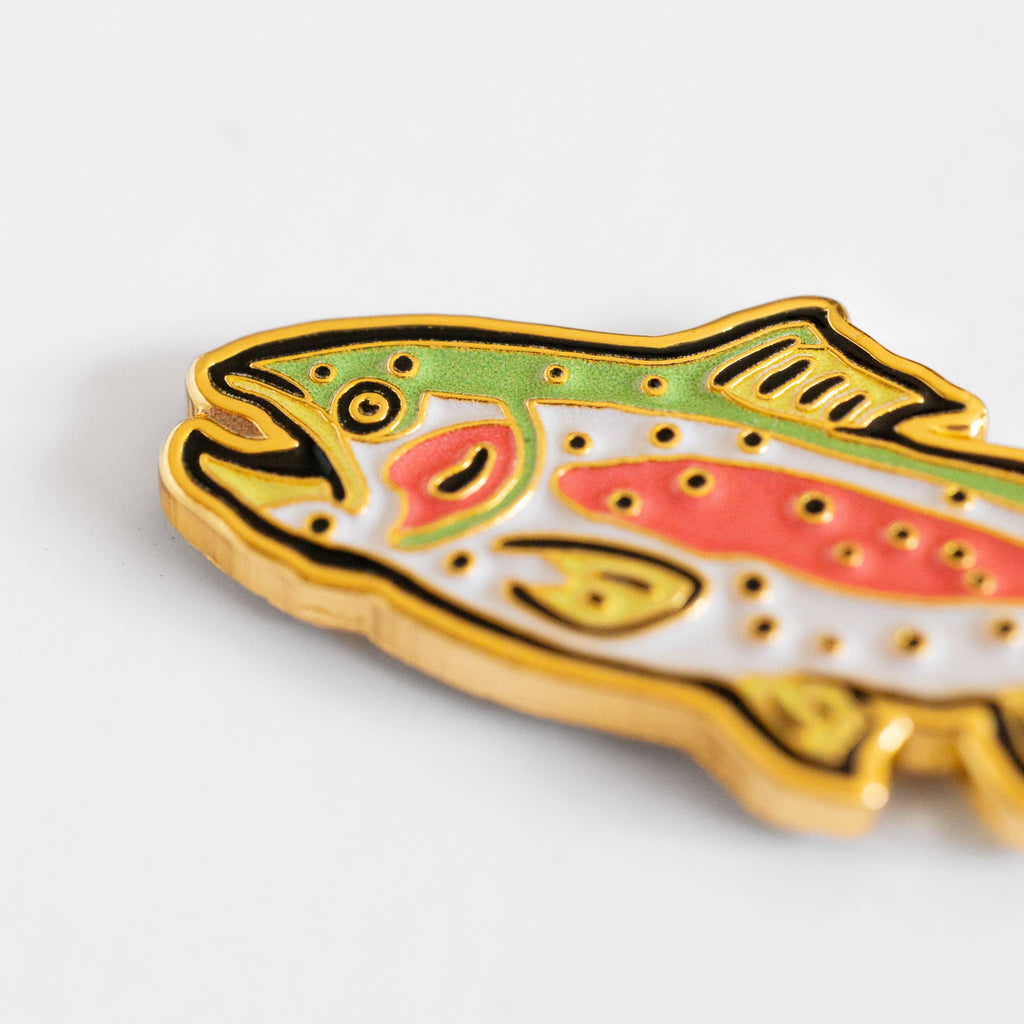 Rainbow Trout Enamel Pin in metallic gold, from Union Made