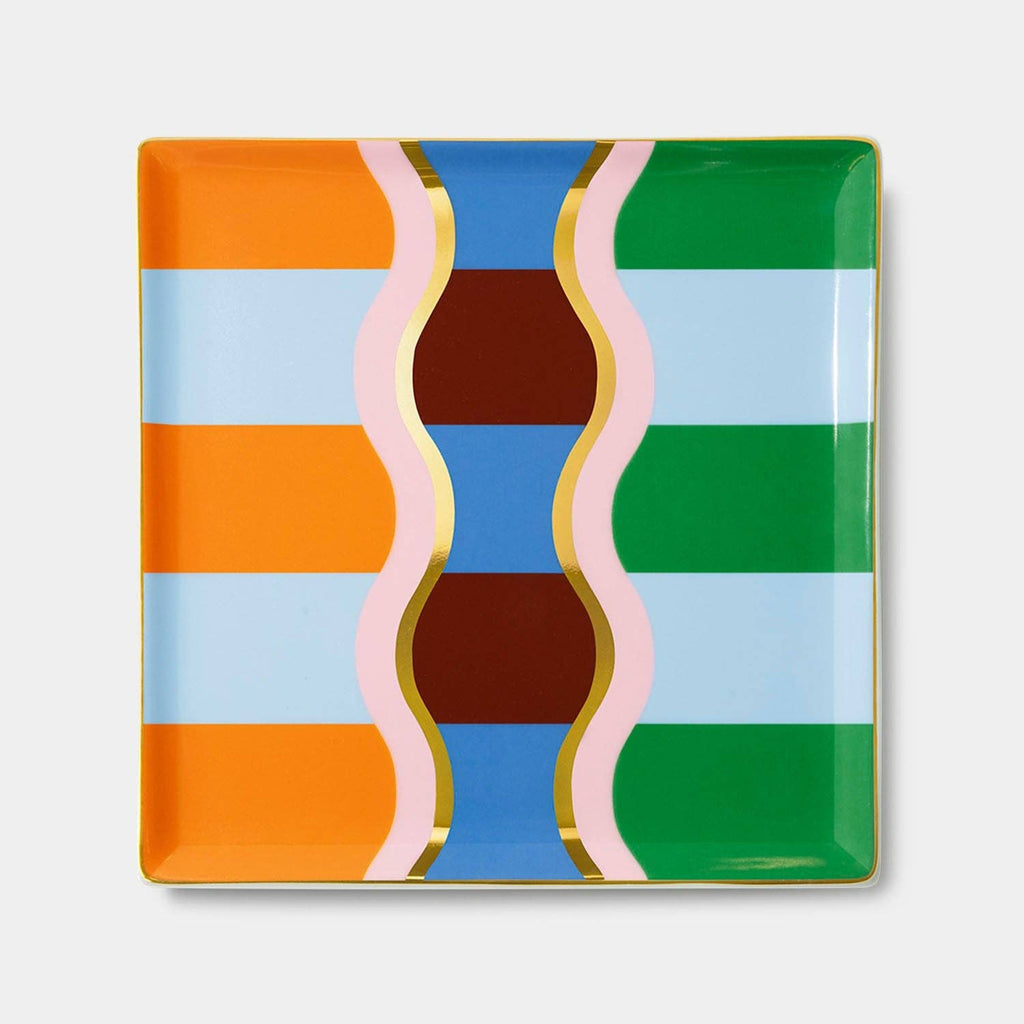 Giza ceramic catchall by Octaevo with an Egyptian inspired pattern and hand applied gold glaze