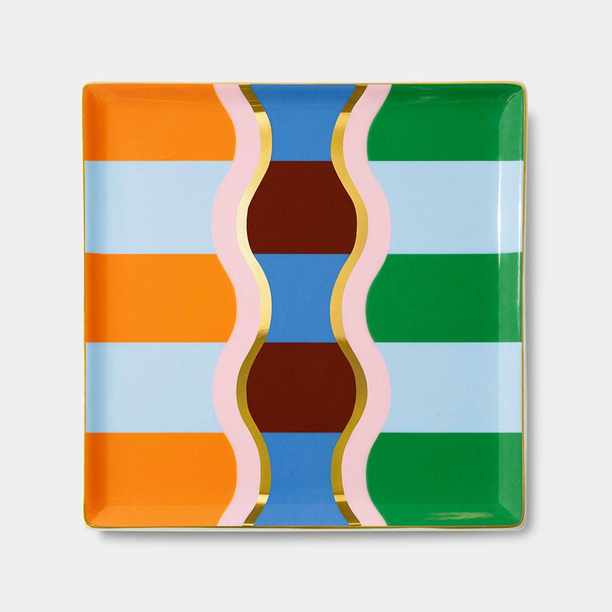 Giza ceramic catchall by Octaevo with an Egyptian inspired pattern and hand applied gold glaze