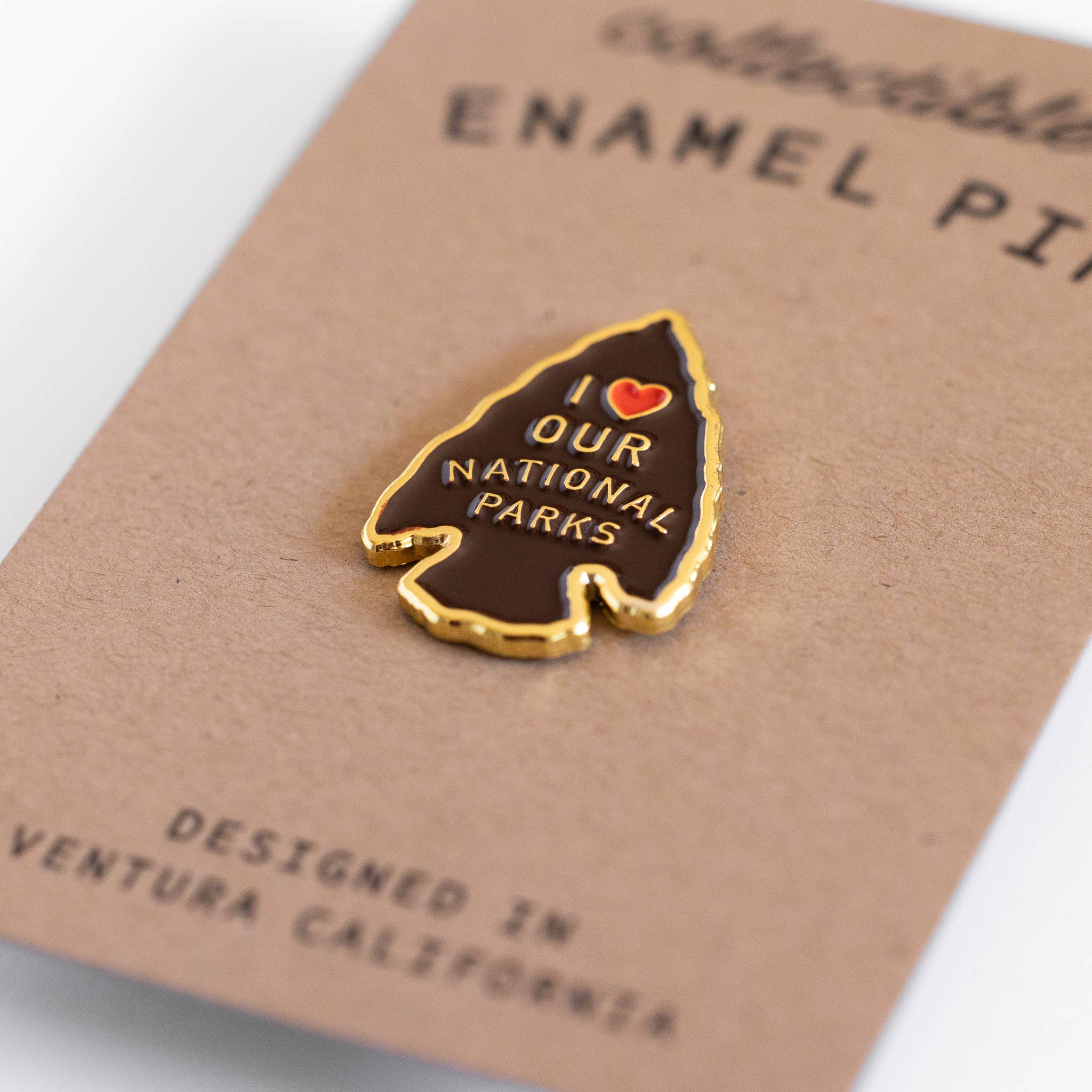 I Love Our National Parks Enamel Pin in metallic gold, from Union Made