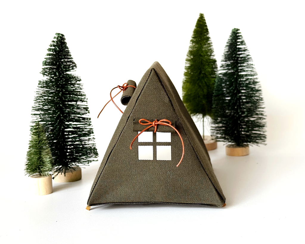 Miniature A-Frame Canvas Doll Tent - Olive Green
