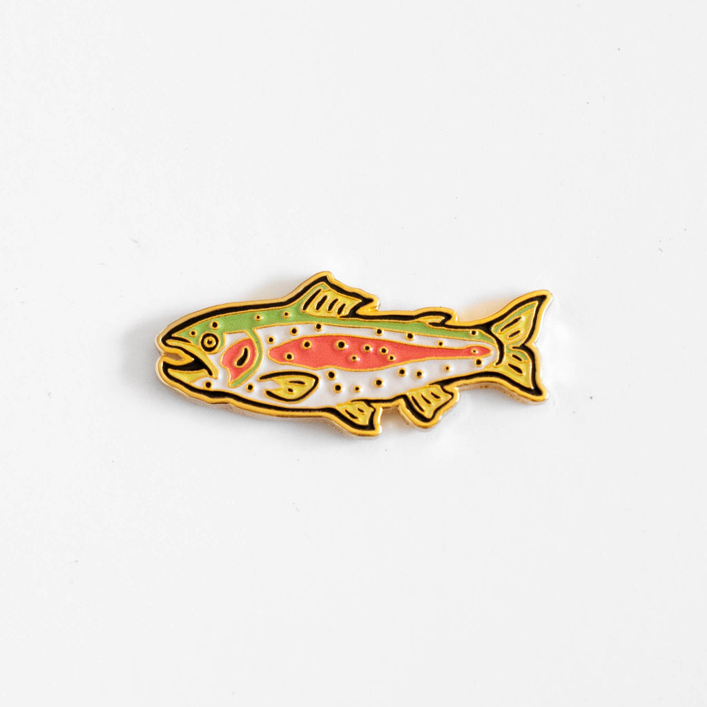 Rainbow Trout Enamel Pin in metallic gold, from Union Made