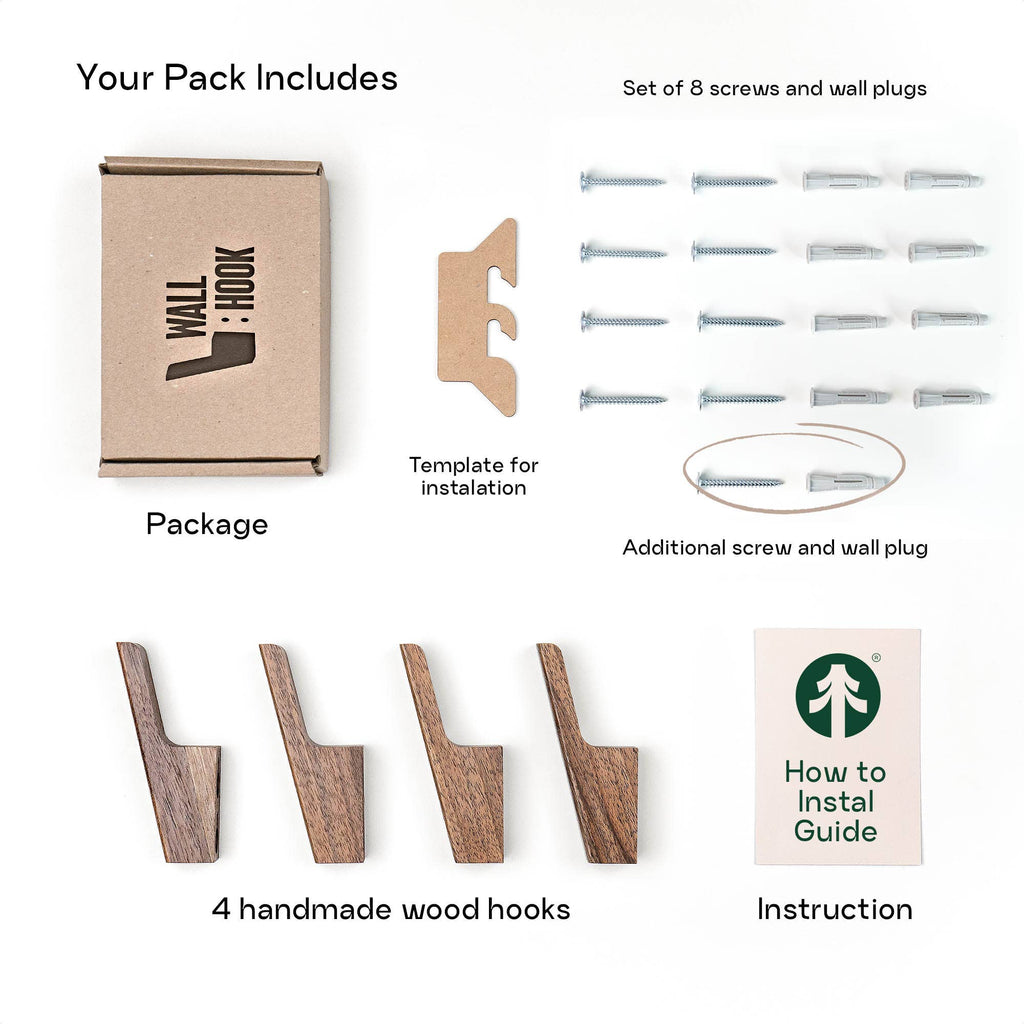 Solid Wood Wall Coat Hooks, handmade wooden coat hooks, from thehrdwood