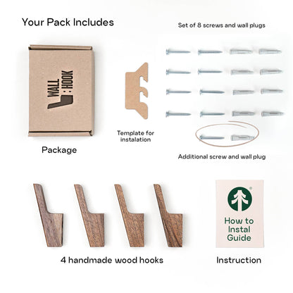 Solid Wood Wall Coat Hooks