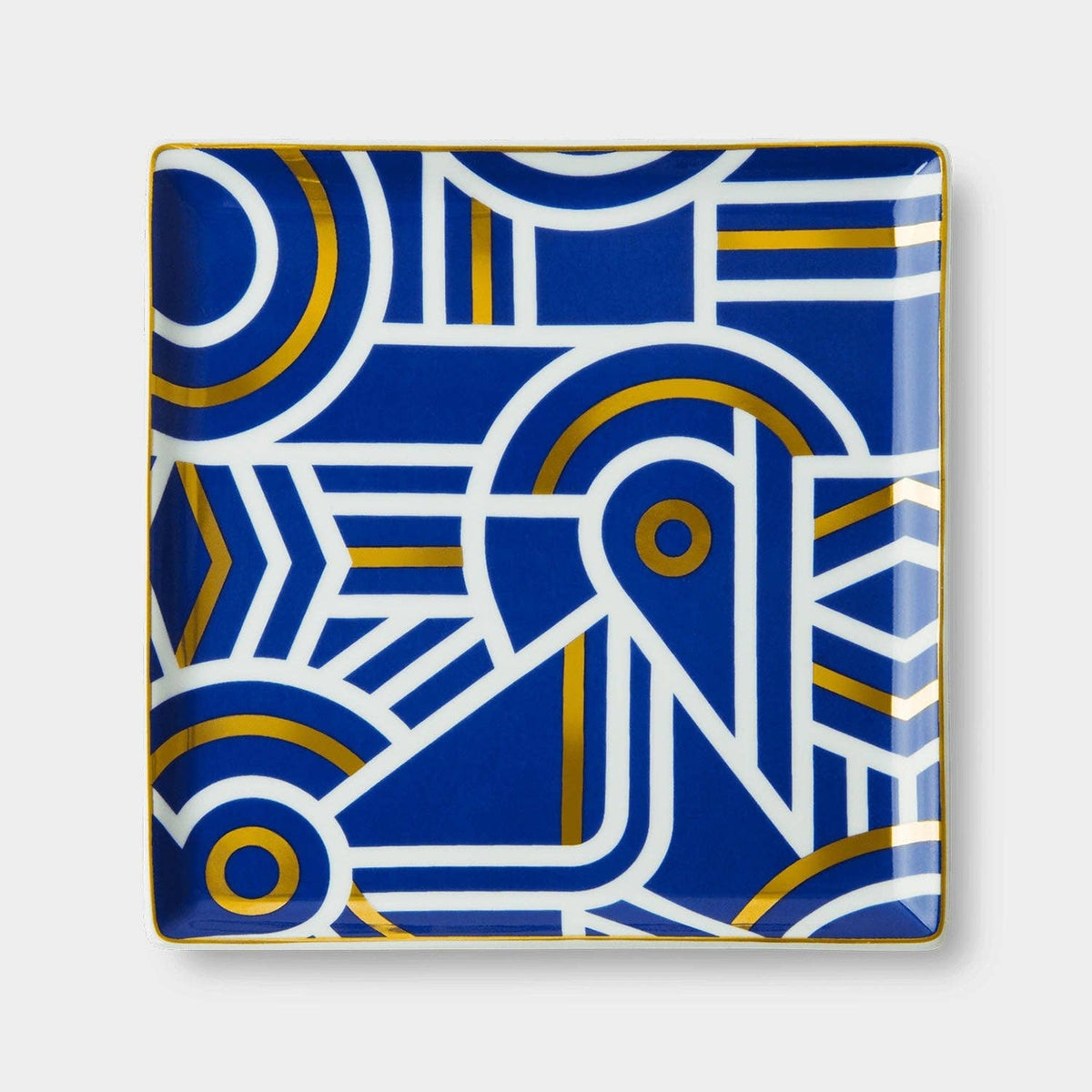 Greco ceramic tray by Octaevo with a classical Greek pattern and gold glaze accent