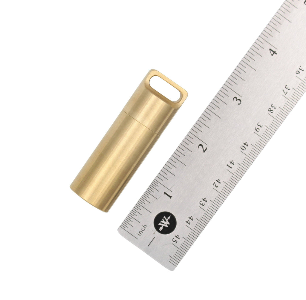 Brass Pill Holder Keychain, CNC machined brass pill case, from Real Sic