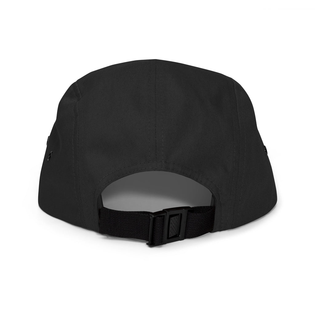 Rear view of the black Moss and Fog cap and its adjustable strap