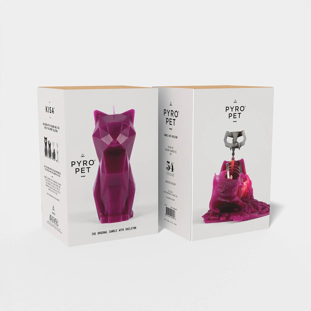 PyroPet Kisa Cat Candle, Burgundy
