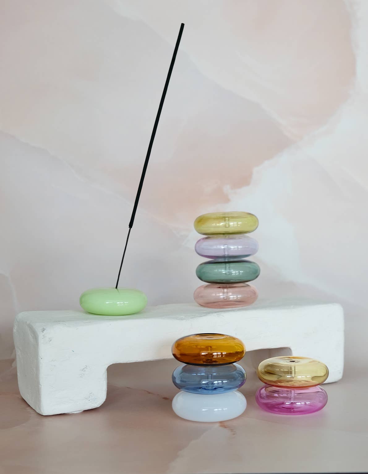 Handblown Glass Incense Holder, bubble glass design, from BOTANICA