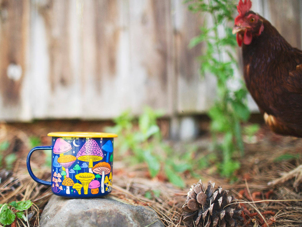 Enamel Coffee & Camp Mug | Midnight Mushroom | 16oz