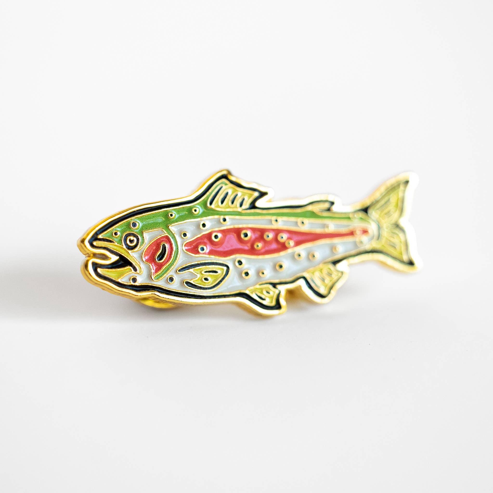 Rainbow Trout Enamel Pin in metallic gold, from Union Made