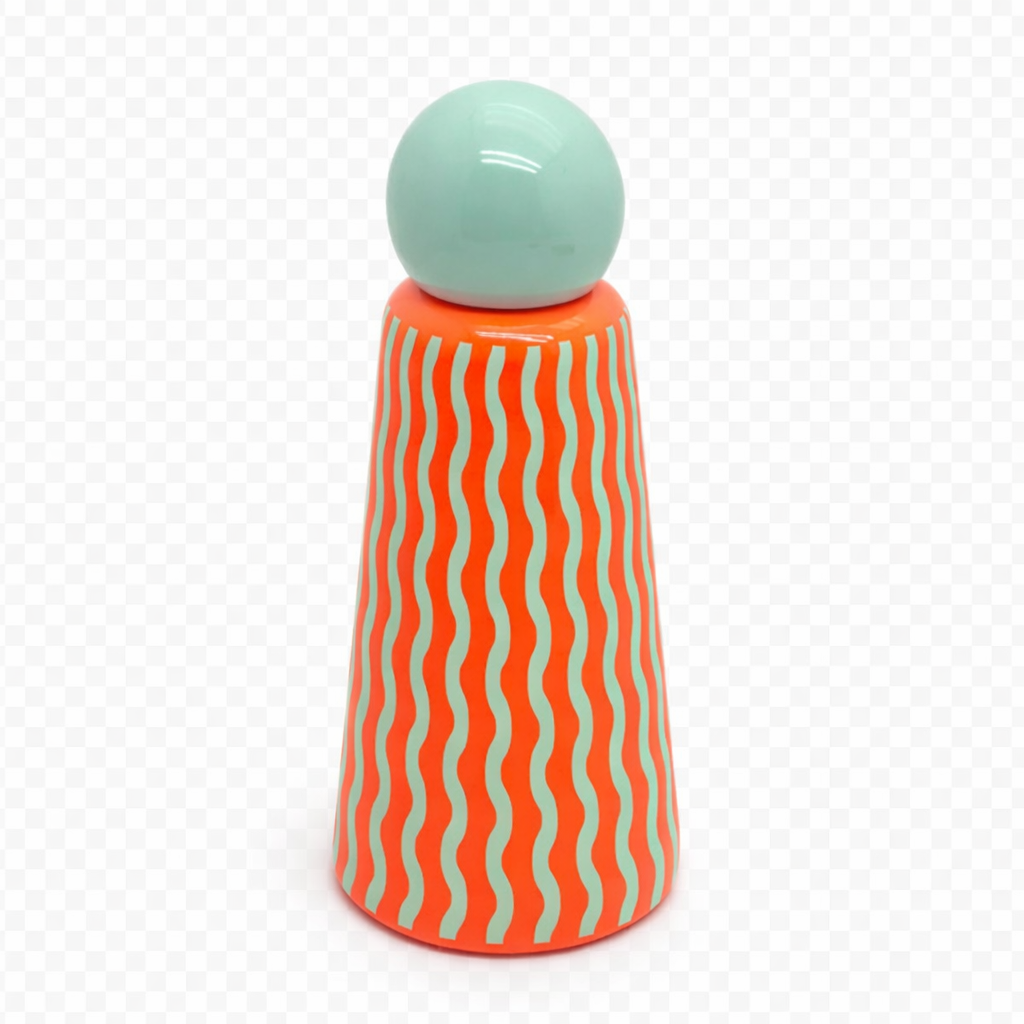 Skittle Stripe Water Bottle, double walled steel bottle in stripe colorway, from Lund Design House