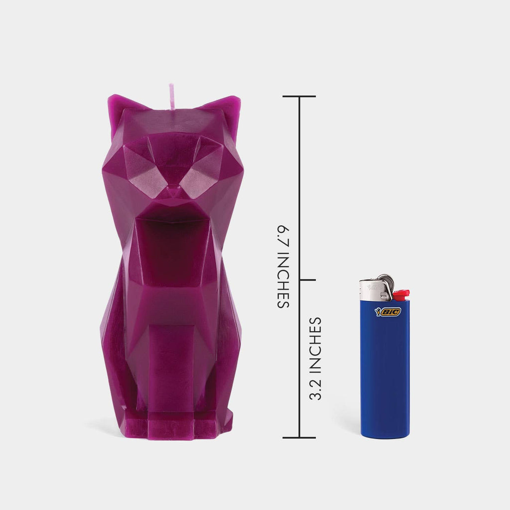 PyroPet Kisa Cat Candle, Burgundy