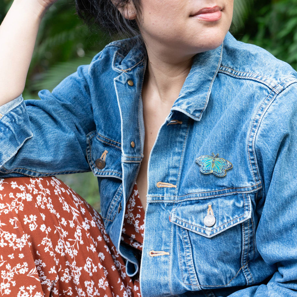 Blue Morpho Butterfly Pin